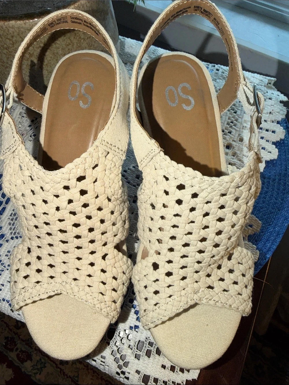 SO Cream Woven Cork Wedge Sandals